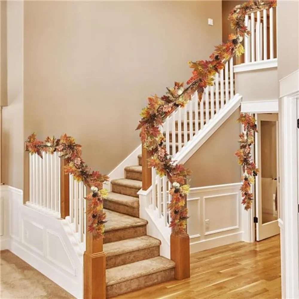 Fall Garland - 6 Ft Maple Leaf Pumpkin Berry Garland - Fall Decor